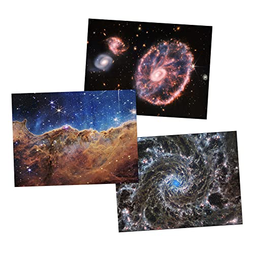 NASA James Webb Space Telescope Phantom Cartwheel Galaxy Carina Nebula Cosmic Cliffs Pack of 3 Large Wall Art Posters