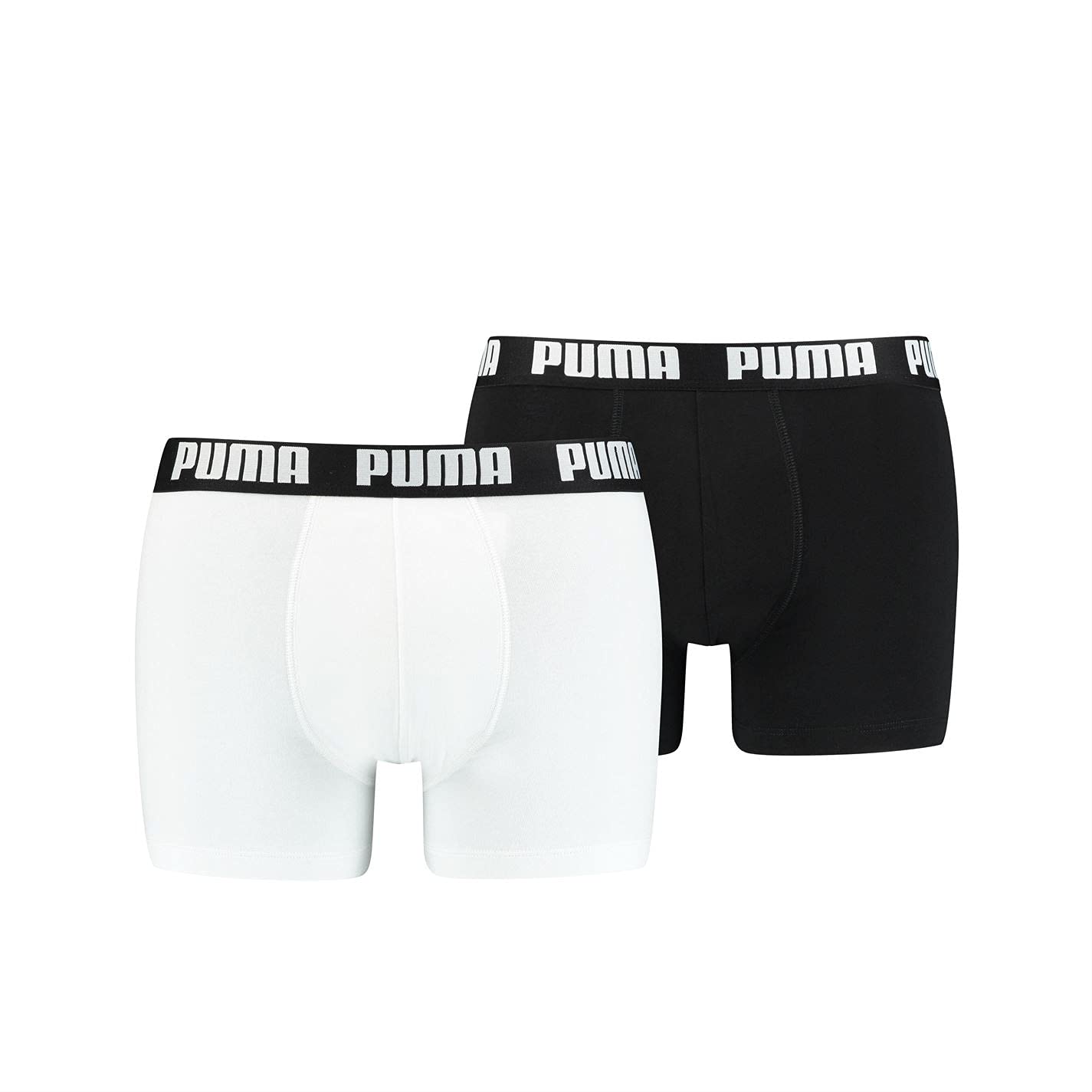PUMA Herren Basic Boxers Boxer-Shorts, Weiß/Schwarz, L (2er Pack)