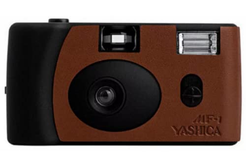 Yashica MF-1 Snapshot Kleinbildkameran Leder/braun incl. Batterie und eingelegtem Farbbilder Film für bis zu 24 Fotos