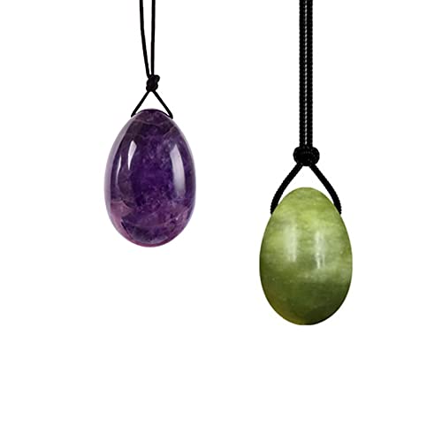 Natürliche Jade-Eier, Frauen, Yoga, gebohrter Massagestein, 3 Stück, klein Steinkristall-Reiki (Color : 2pc Small 02)