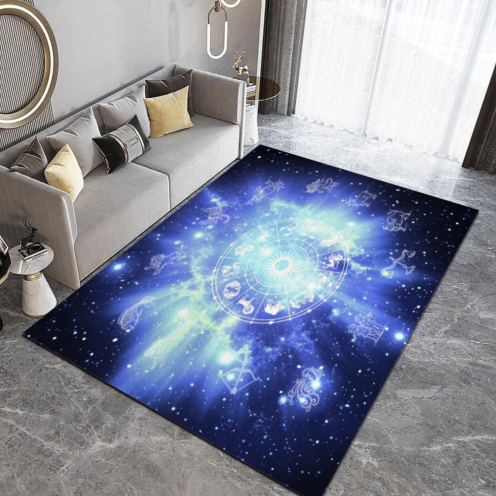 HUANYIN Astrologie Sternzeichen Teppich Wohnzimmer Schlafzimmer Teppich Home Dekoration Sofa Tisch Matte Hause waschbare Bodenmatte