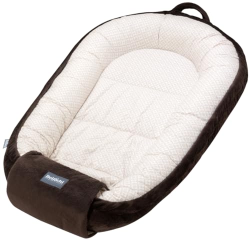 Bellochi Babynest für Neugeborene | Babyliegennest | 100% Baumwolle | 90x60x12cm - mit Schutzkanten | 0-9M | Cookie