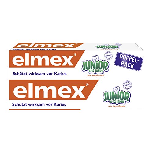 elmex JUNIOR Zahnpasta, 6-12 Jahre, 6er Doppelpack (6 x 2 x 75 ml)