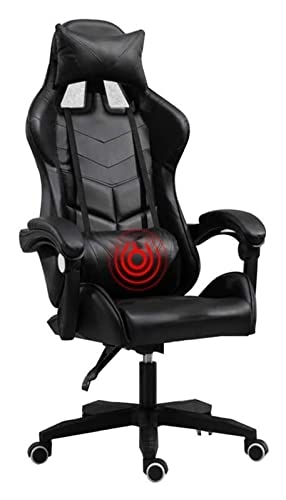 E-Sport-Stuhl, ergonomisch, hohe Rückenlehne, Racing-Stil, Gaming-Stuhl, Büro-Schreibtisch, Computer-Stuhl, multifunktionaler Massagestuhl, Stuhl (Farbe: ganz schwarz), bequemer Jahrestag Vision