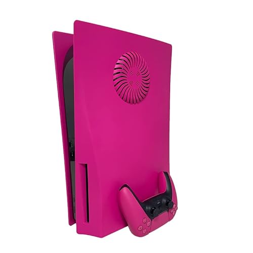 PS5 Plate Cover Case PS5 Faceplate Cooling Version Skin für Playstation 5 Disc Edition Upgraded Turbo Vents PS5 Ersatz-Seitenplatte Hard Shockproof ABS Anti-Scratch PS5 Plate Cooling Nova Pink