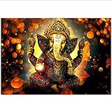 RuiChuangKeJi Druck auf Leinwand 70x95cm mit Rahmen Lord Ganesha Wandkunst Poster und Drucke Hindu Götter Leinwand Kunst Bilder Ganesh Kunstplakate Wohnkultur