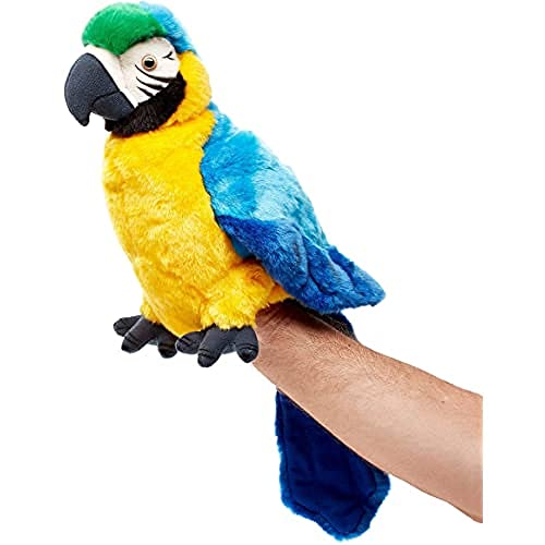 Uni-Toys - Handpuppe Papagei mit drehbarem Kopf - 26 cm (Höhe) - Plüsch-Puppe, Vogel - Plüschtier, Kuscheltier