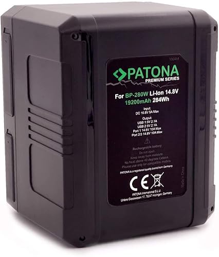 PATONA Premium V-Mount Ersatz für Akku Sony BP-280W - 284Wh / 19200mAh (auch kompatibel mit Aputure LS C300D Mark II oder LS 300x)
