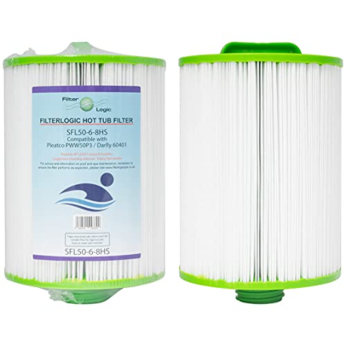 Filterlogic SFL50-6-8HS | 2er Pack - Wasserfilter kompatibel mit Pleatco PWW50P3, PWW50-P3, PWW50P3-M, Unicel 6CH-940, Magnum WY45 Filterkartusche Whirlpool-Filter Poolfilter Spafilter Jacuzzi Filter