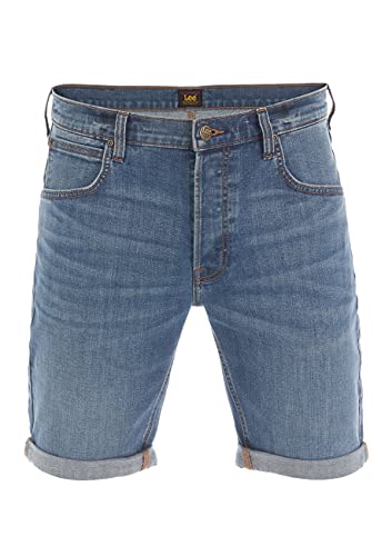 Lee Herren Jeans Short Regular Fit Kurze Stretch Shorts Baumwolle Bermuda Sommer Hose Blau w31, Größe:W 31, Farbe:Mid Used (L73ESJWY)