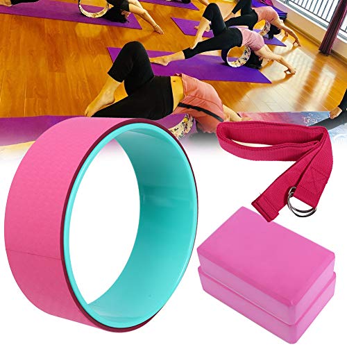 4-teiliges Yoga-Rad-Set, Yoga-Block Yoga-Stretchgürtel-Gurt Yoga-Block Schmerz-Stretching-Fitness-Set Perfektes Zubehör zum Dehnen, Verbessern von Backbends, Gleichgewicht, Dehnen, Entspannen