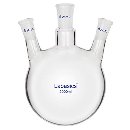 Labasics Glaskolben 50ml 3-Hals-Rundkolben RBF, 3 Neck Round Bottom Flask mit 24/40 Mittel- und Seiten Standardgelenk (2000ml)