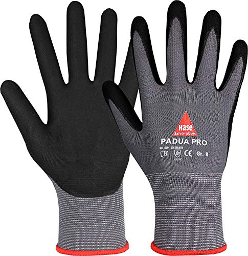 10 Paar Hase Safety Gloves Padua Pro Montagehandschuhe Arbeitshandschuhe mit Nitrilbeschichtung, Angenehmer Tragekomfort, Ideal für Handwerk, Automotive, Industrie, Gr. XXL (11)