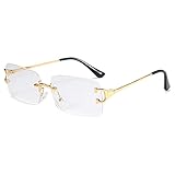 QFSLR Sonnenbrille, Randlose Sonnenbrille Mit Kleinem Rahmen Für Männer Und Frauen, Metallbügel, 100% UV-Schutz,D