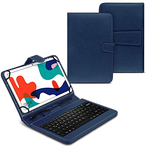 UC-Express Tastatur Tasche kompatibel mit Acepad A14 A145 A140 A130 A121 A12X A101 Hülle Keyboard Case QWERTZ Standfunktion USB, Farben:Blau