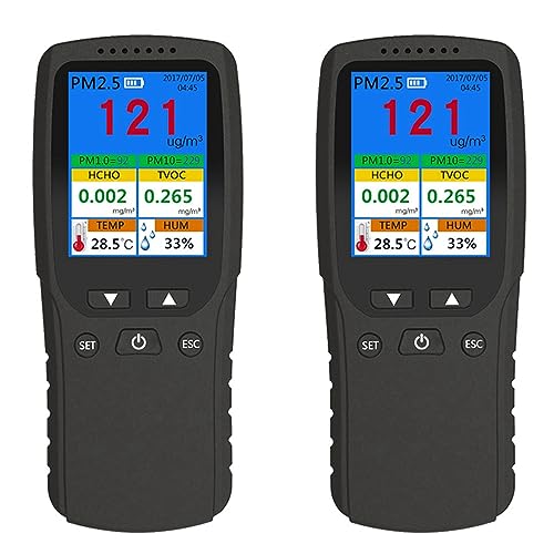 Daconovo 2X 9 Im 1 Luft Qualitäts Monitor Innen Außen PM2.5, PM1.0, PM10, HCHO, Temperatur und Feuchtigkeits Sensor des Detektor Testers
