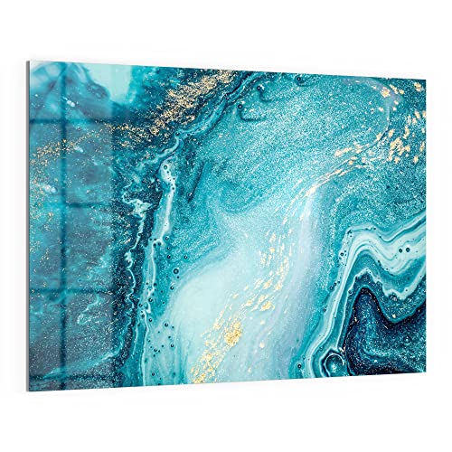 DEQORI Glas-Magnettafel | 120x90 cm groß | Motiv "Meer aus Marmor" | Memo-Board aus Glas | Magnetboard inkl. Magnete, Stift & Tuch für Küche & Büro | Tafel magnetisch & beschreibbar