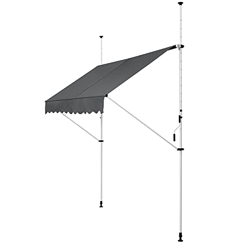 ArtLife Klemmmarkise Kuwait 300 x 120 cm – höhenverstellbar - Markise mit Handkurbel - ohne Bohren - Balkonmarkise Sonnenschutz Balkon - Grau
