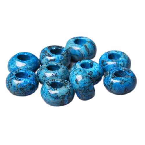 JALYKA 10 Stück 8 x 14 mm 5 mm großes Loch natürliche runde Jade Jaspe Stein Kristall Zwischenperlen Charm-Anhänger for die Schmuckherstellung ZubehörKristall (Color : 11.jasper)