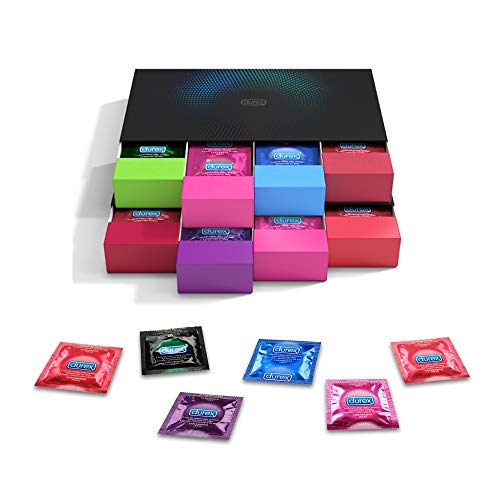 Durex Kondom Geschenkset in stylischen Boxen - Aufregende Vielfalt, praktisch & diskret verpackt - Verhütung, die Spaß macht - 70er Großpackung, 500 g