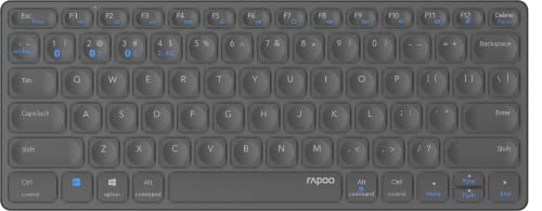 Rapoo Wireless Maus Set - Tastatur 9600M (Bluetooth Konnektivität, 2,4GHz, ultraflach, 10cm Reichweite, 1300DPI, 5-Knopf-Maus) Grau