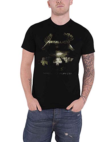 Metallica T Shirt Master of Puppets Distressed Band Logo offiziell Herren L