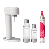 Mysoda: Ruby Set - Wassersprudler aus Aluminum mit 1L und 0.5L Quick-Lock BPA-frei Plastikflasche und CO2-Zylinder - Weiß