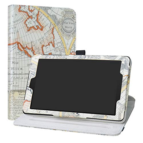 LiuShan Schutzhülle für 20,3 cm (8 Zoll) Alcatel 3T 20,3 cm (8 Zoll) Android Tablet (PU-Leder, um 360 Grad drehbar) Weiß Karte Weiß