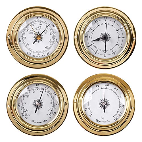 JINYISI Barometer, Thermometer, Hygrometer, Barometer für Zuhause, Luftdruckmesser, 4 Stück/Set analoge Wetterstation