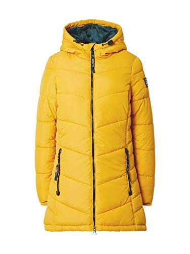 Sublevel Damen Stepp-Mantel mit Kapuze lang & tailliert Yellow S
