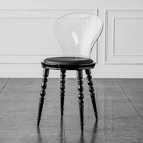 Huifa Transparenter Acryl-Kristallstuhl, Schlafzimmer-/Esszimmerstuhl, transparenter Stuhl, Acryl-Geisterstuhl für Zuhause, Küche, Büro, ästhetischer Stuhl, transparenter Kunststoffstuhl, weiß