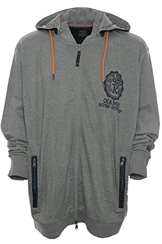Kitaro Kapuzenjacke Hoody Jacket Sweatjacke Jacke Sweatshirt Herren Plusgröße, Farbe:grau, Herrengrößen:5XL