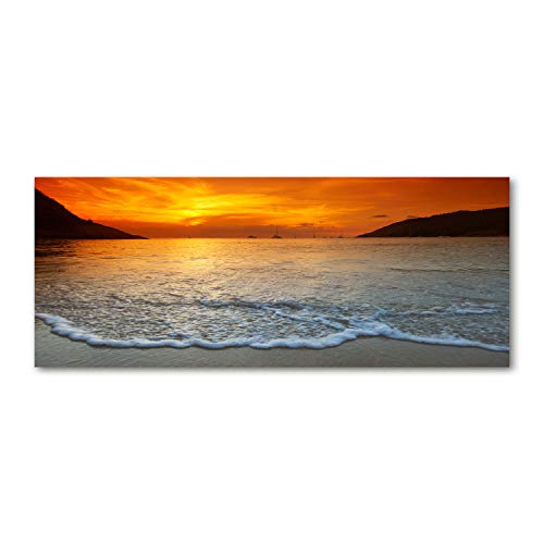 Tulup Acrylglas - 125x50cm - Bild Acrylglas Deko Wandbild Kunststoff/Acrylglas Bild - Dekorative Wand Küche & Wohnzimmer - Landschaften - Sonnenuntergang Meer