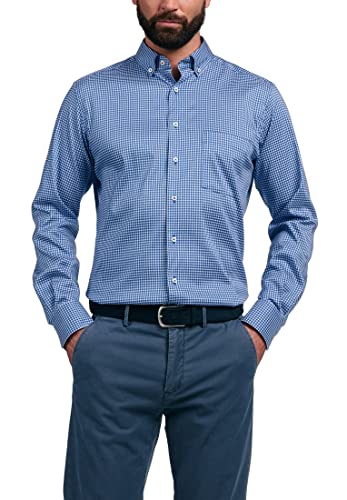 eterna Modern Fit Hemd Langarm Button Down Kragen Karo blau Größe 45