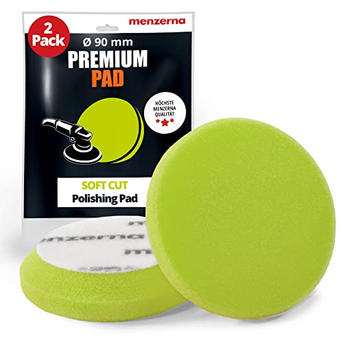 detailmate Menzerna Soft Cut Foam Pad Premium - 95 mm/3,5" - grün - 2 Stück + 1 Nitril - Schutzhandschuh