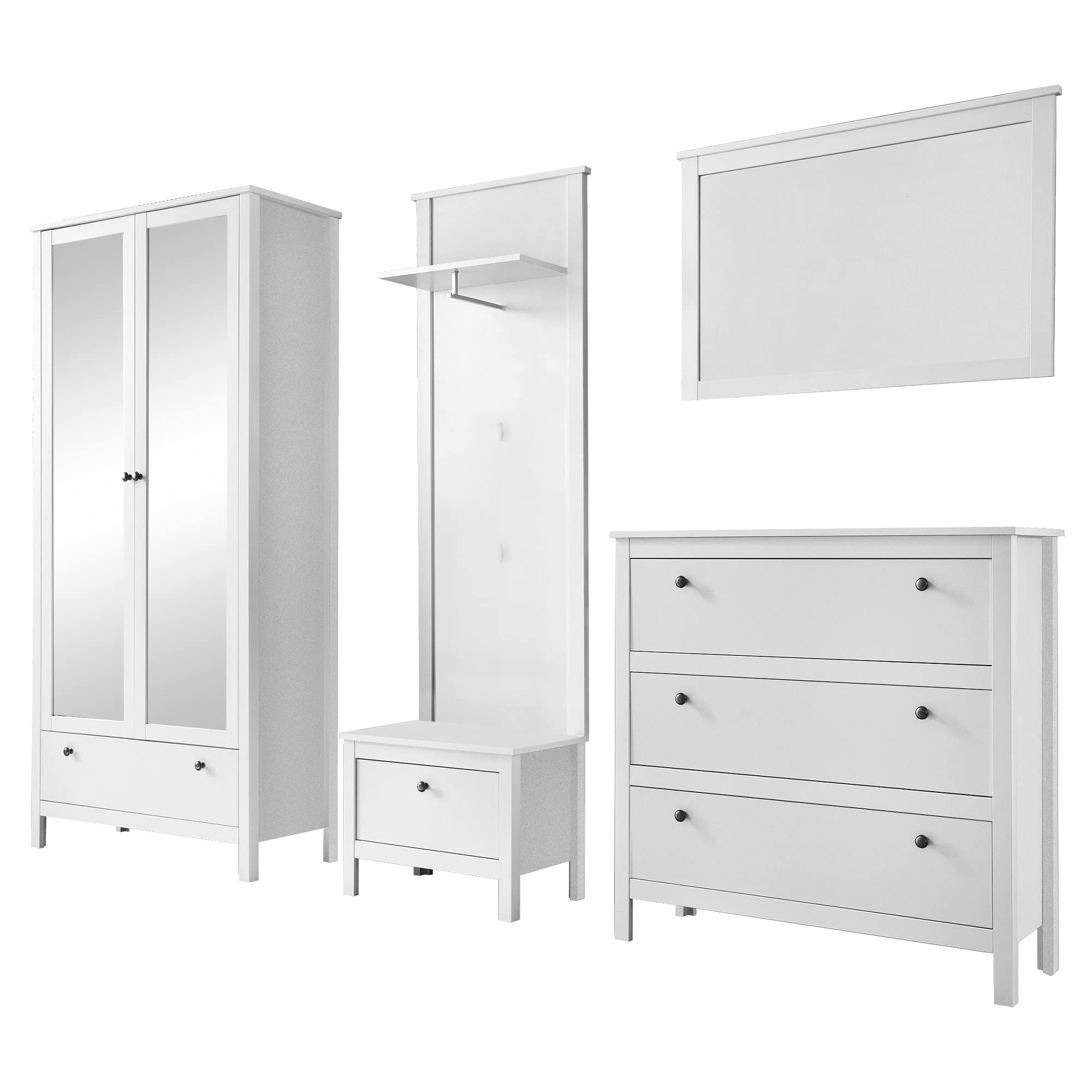 trendteam smart living - 5-teilige Garderobenkombination Garderobenmöbel - Garderobe - Ole - Aufbaumaß (BxHxT) 268 x 192 x 38 cm - Farbe Weiß - 183992401