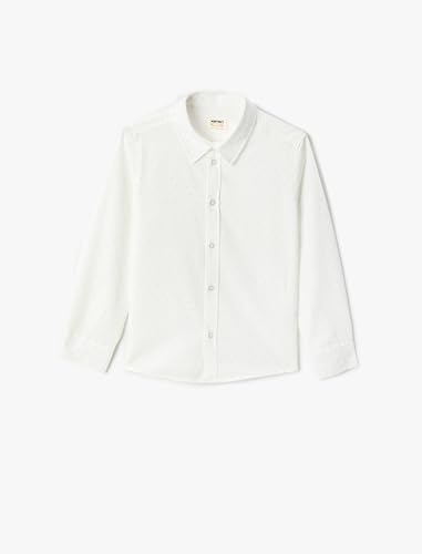 Koton Jungen Basic Long Sleeve Mini Polka-dot Patterned Shirt, White Design (05u), 6-7 Jahre EU