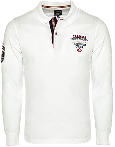 CARISMA Casual Herren Longsleeve Langarmshirt Sweatshirt Langarm-Poloshirt Regular Fit mit hochwertiger Stickerei 3438 Weiss M