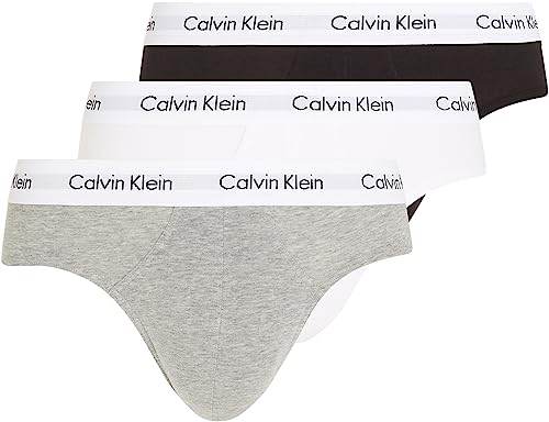 Calvin Klein Herren 3P HIP BRIEF Slip, Schwarz (Black/White/Grey Heather 998), X-Small (Herstellergröße: XS) (3er Pack)