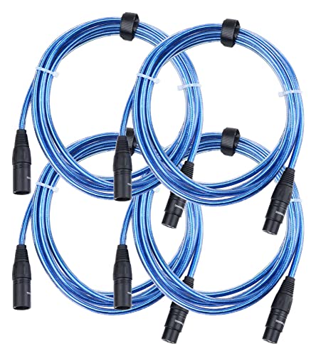 4er Set Pronomic XFXM-Blue-2.5 Mikrofonkabel (2,5m Länge, XLR female 3-pol -> XLR male 3-pol, Stecker handgelötet, säure- und ölfest, Spannzangen-Zugentlastung) Metallic Blau