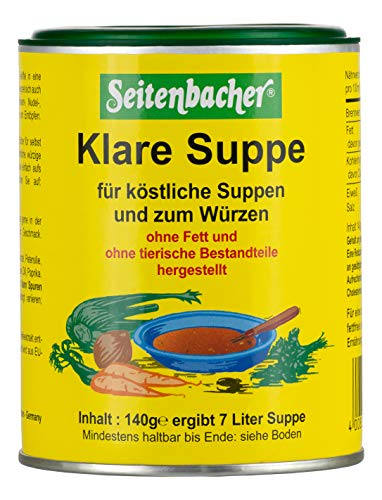 Seitenbacher Klare Suppe I Gemüsebrühe I der Allrounder I ohne Fett I ergiebig I vegan I glutenfrei I lactosefrei I 6er Pack (6x 140 g)