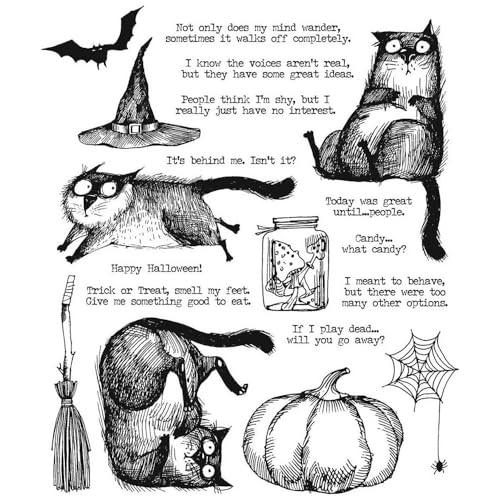 Tim Holtz Cling Stamps 7"X8.5"-Snarky Cat Halloween