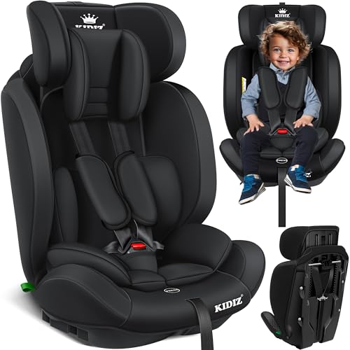 KIDIZ® Autokindersitz Kinderautositz Gruppe 1+2+3 9-36 kg 5-Punkt-Sicherheitsgurt, Autositz, Kindersitz, Einstellbare Kopfstütze, Mitwachsende Sitzerhöhung 1-12 Jahre, Stabil und Sicher