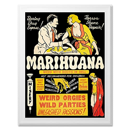 Propaganda Political Drug Abuse Marijuana Weed Weird Art Print Premium Framed Poster Wall Decor 12X16 Inch Spoon Moulding