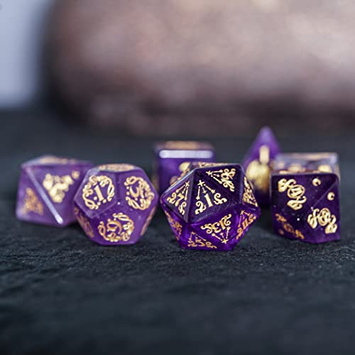 BOCbco D&D Dungeons And Dragons Dice, Pretty Amethyst Dnd Polyhedral Dice Set For Table Games, Trpg, Role Playing Dice Games/7 Pcs