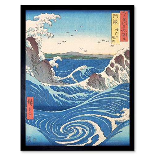 Naruto Whirlpool Awa Province Utagawa Hiroshige Japanese Woodblock Art Print Framed Poster Wall Decor 12x16 inch japanisch Holz Mauer Deko