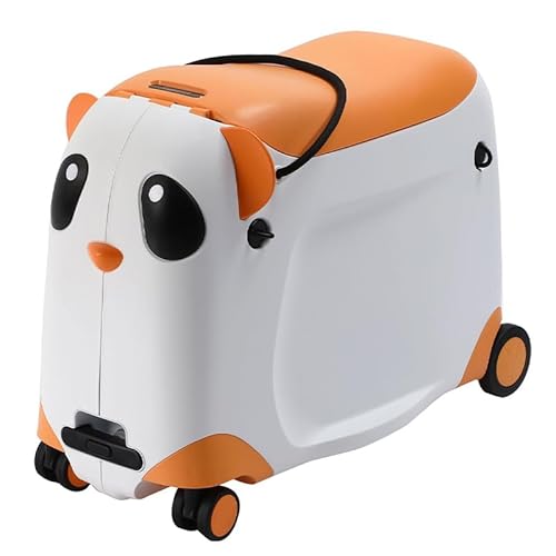 ZZYYZZ Chinesischer Panda-Koffer für Kinder, Kinder-Aufsitzgepäck mit Spinnerrädern, Leichter Reisekoffer für Kleinkinder für Mädchen, wasserdichte Schale, 21 Zoll,Orange