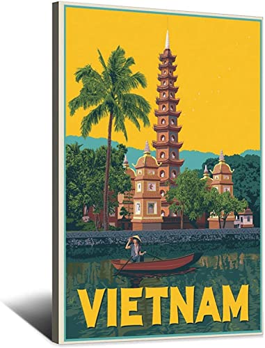 Druck auf Leinwand 70x90cm Kein Rahmen Vintage Reiseplakat Vietnam Familie Schlafzimmer Dekorative Poster Geschenk Wandmalerei Poster