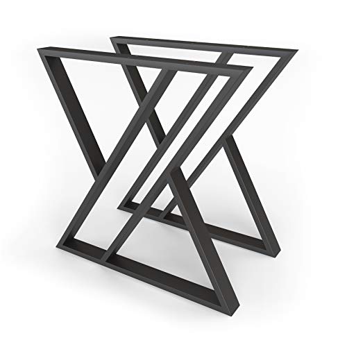 sossai® Designer Stahl Tischgestell | Tischkufen Tischbeine | TKG4 | Farbe: Schwarz | 2 Stück | Breite 70 cm x Höhe 72 cm | Profil: 60 x 20 mm