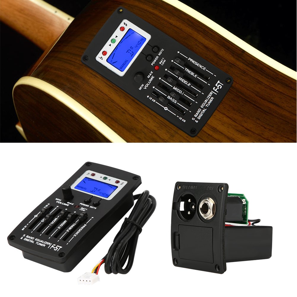 Gitarren-Pickup,5-Band-Akustikgitarren-Vorverstärker,Gitarren-Pickup-Equalizer,Equalizer-Digital-Tuner mit LCD-Display und Lautstärkeregler,für elektrische akustische klassische Gitarre